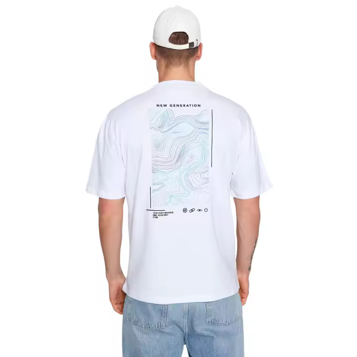 Trendyol White Oversize/Wide Cut Printed 100% Cotton T-Shirt Tmnss23Ts00238 - 1