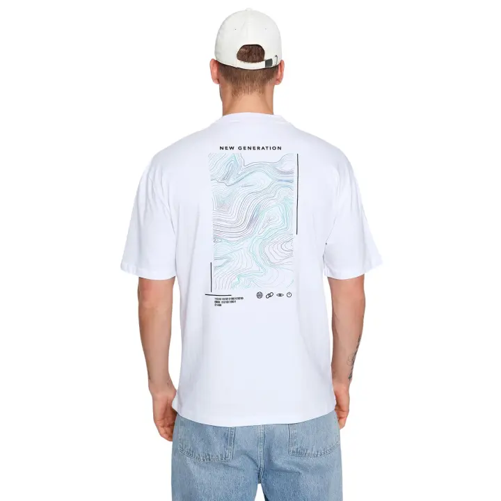 Trendyol White Oversize/Wide Cut Printed 100% Cotton T-Shirt Tmnss23Ts00238 - 1
