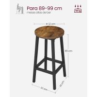 Conjunto de taburetes de bar, juego de 2, sillas redondas para cocina con asientos altos, altura 65 cm, estructura de acero resistente, fácil montaje, estilo industrial - details 5