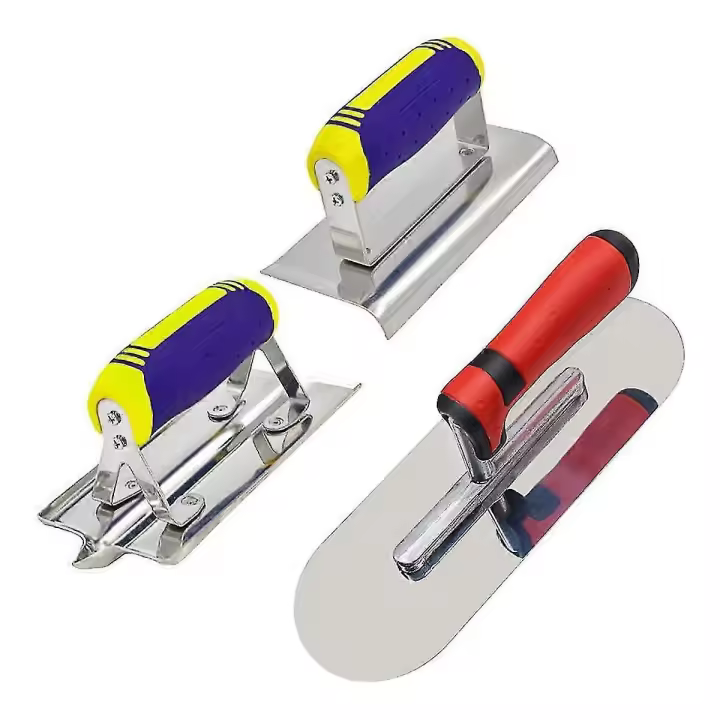 Stainless Steel Trowel Concrete Edger and Groover Tools Set Stucco Cement Finishing Kit Masonry Con - 1