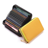 Cartera De Tarjetas De Negocio Para Hombres Y Mujeres En Gris PU Cuero Protegido Monedero Con Cierre De Cremallera 20 Espacios Para Tarjetas - details 20