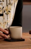 Taza de café japonesa - Tazas de cerámica artesanal para espresso, diseño rústico en gres, ideal para hogar o cafeterías - details 4