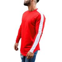 Camiseta De Algodón Patchwork Manga Larga Para Hombre Moda Otoño Casual Deportiva Clásica Con Bajo Arco Tees Tops - details 2