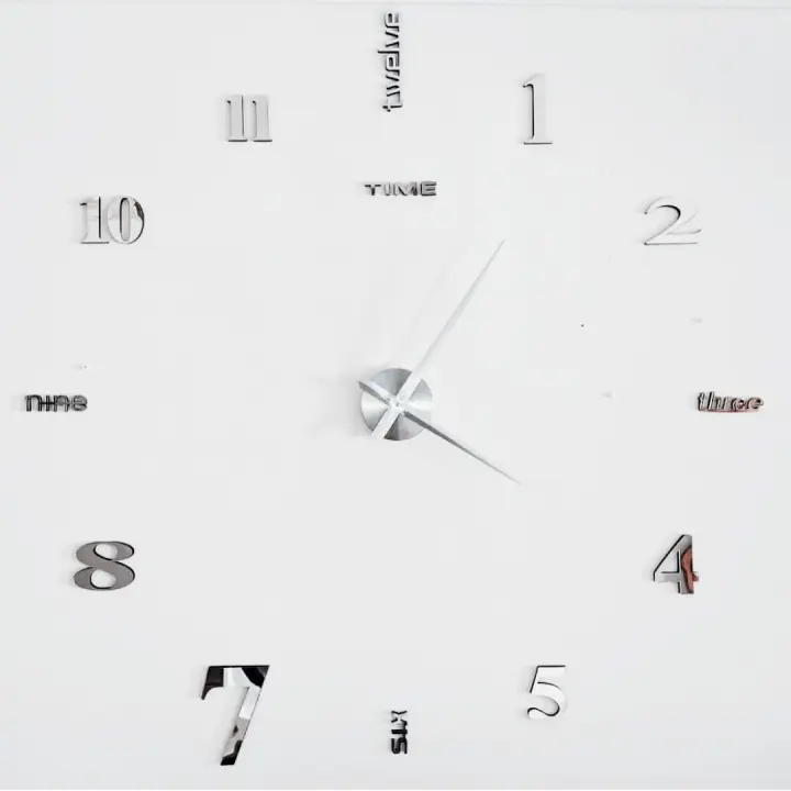 Reloj Pared DIY Horas 3D Grande Hasta 130 Cm. Diámetro Moderno Adhesivo Espejo Plateado Acrílico Gigante Enorme Decorativo Silencioso Digital Hogar Salón Cocina Dormitorio Peluquería Restaurante Bar Hotel Hostal Comercio Oficina Negocio - 1