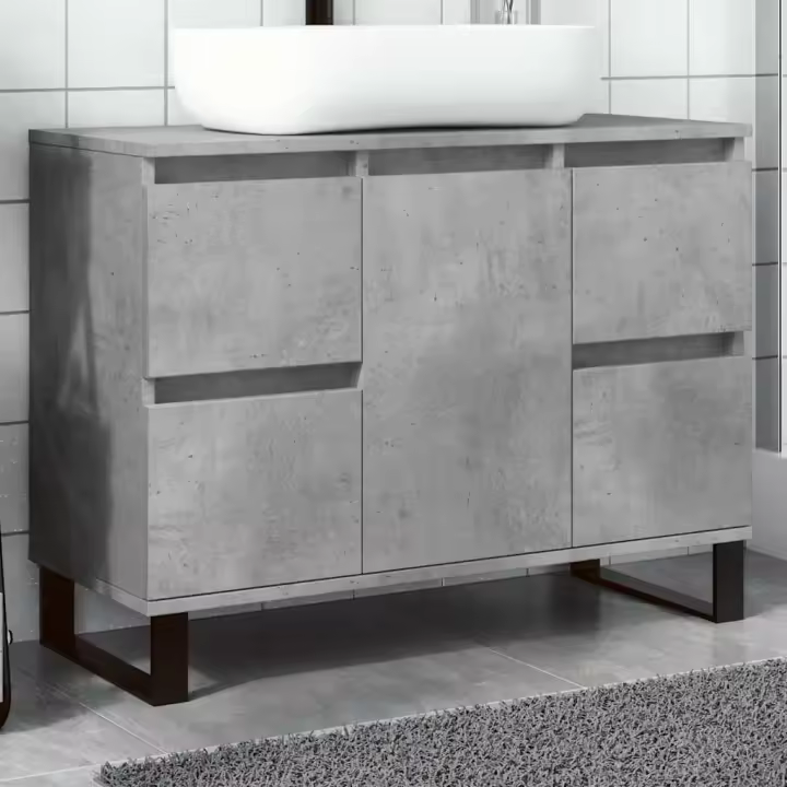 vidaXL Mueble de lavabo madera de ingeniería gris hormigón 80x33x60 cm - 1