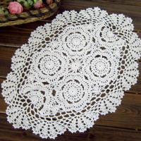 Matriz De Mesa Oval Vintage Crocheted Shabby Chic De Algodón Hecha a Mano Para Bodas Y Eventos Decoración De Hogar 30x45cm - details 1
