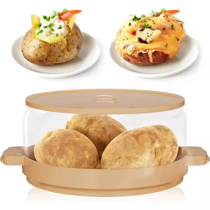 ZC La sartén para patatas apta para microondas que viste en la televisión. Se cocina en minutos, suave y esponjoso, olla para papas en microondas, vaporera para papas dos veces horneada, libre de BPA - 1