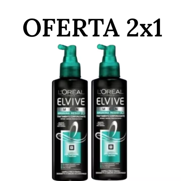 PROMOCIÓN 2x1 LOREAL ELVIVE MEN ARGININA RESIST X3 FORTIFICANTE ANTICAIDA SPRAY 200 ml PACK OFERTA - 1