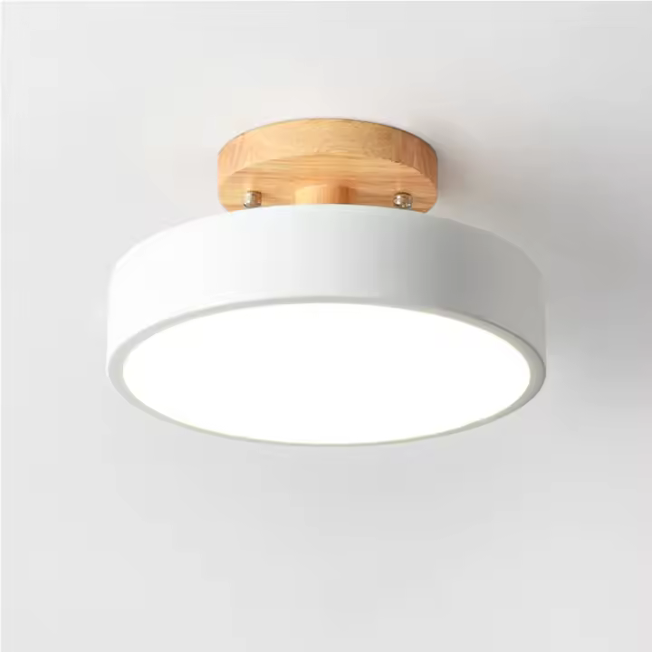 Lámpara De Techo Redonda De Madera Industrial Para Entrada Sala De Estar Comedor Dormitorio Estudio Baño Iluminación Moderna - 1
