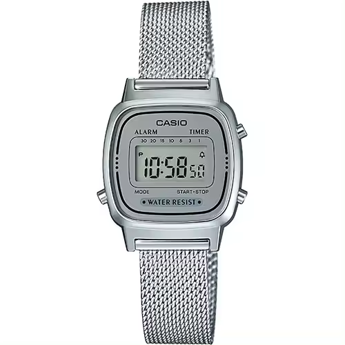 RELOJ CASIO LA670WEM-7EF DE MUJER RETRO VINTAGE PLATA CON MALLA MILANESA - 1