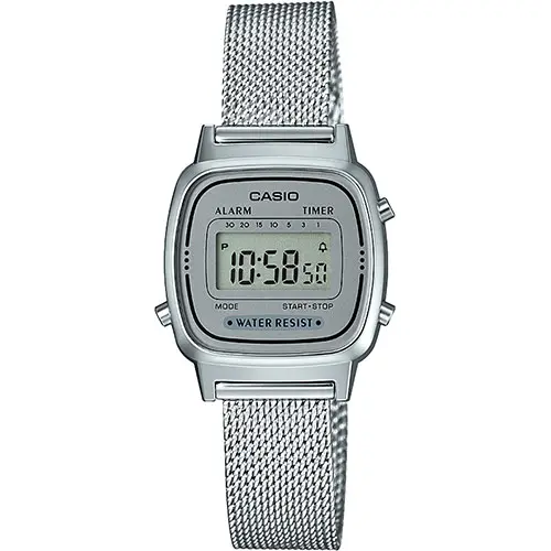 RELOJ CASIO LA670WEM-7EF DE MUJER RETRO VINTAGE PLATA CON MALLA MILANESA - 1