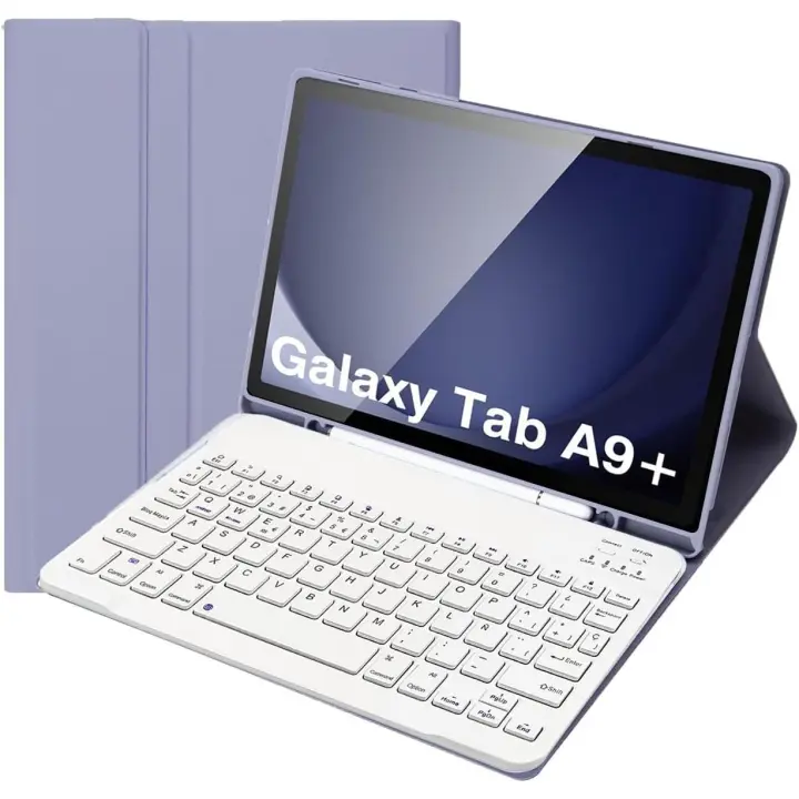 FGNS Funda con Teclado para Samsung Galaxy Tab A9+ 11'', Teclado Español Ñ Bluetooth Inalámbrico Desmontable con Funda y Portalápices para Samsung Galaxy Tab A9Plus 11 Pulgadas 2023(SM-X210/X216/X218), - 1
