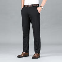 Pantalones Casuales De Seda Para Hombre Primavera/Verano Cintura Media Pierna Larga Y Recta Cómodos Y Transpirables Con Bolsillos - details 12