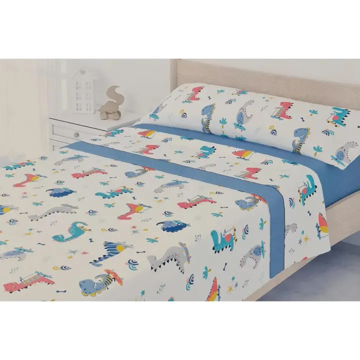 Sábanas de Invierno JIMENÉZ HOME - 3 Piezas Infantiles Pirineo Tacto Extra Suaves | Duendes | Indios | Azul - 1