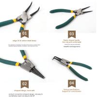 Juego De 4 Herramientas Para Anillos De Retención Circlip 7'' Nariz Larga Pinza Recta Curva Pinza Interna Externa Remover De Anillos De Snap - details 2