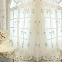 Cortinas De Voile Transparentes Bordadas Azules AnneyOneDecor Para Sala De Estar Y Dormitorio Estilo Pastoral Doble Panel - details 6