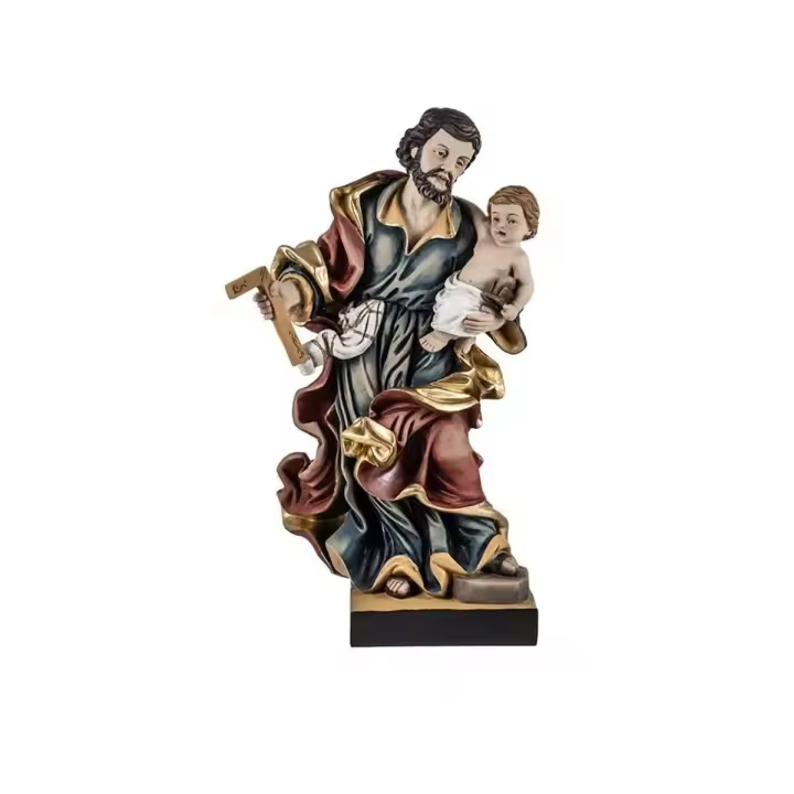 San José figura religiosa 30 cm. imagen en movimiento detalle niño acabo resina color - 1