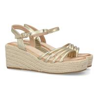 PuntoSalao Sandalias doradas de cuña en yute para mujer TF1601 - details 0