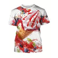 Camiseta De Hombre Con Estampado 3D De Helado Verano 2024 Moda Casual Food Corn Horn Cold Ice Stick Camiseta Ligera Y Transpirable Para Todas Las Estaciones - details 7