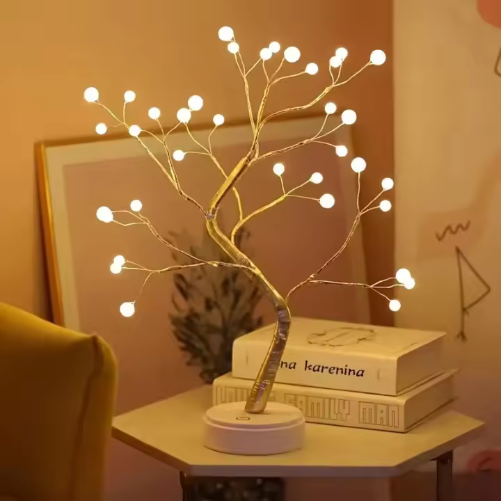 Lámpara De Árbol De Perlas LED 36 Luces Para Decoración De Mesa Y Dormitorio Luz Nocturna Con Luz Ambiental Soothing Operada Por USB O Pilas - 1