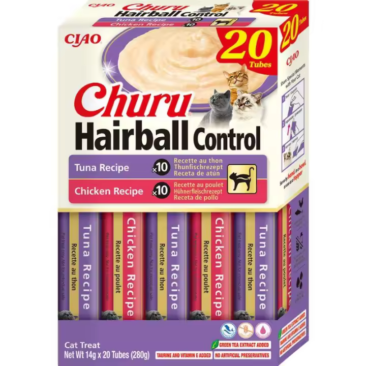 Churu Snack  Hairball Variedades Pollo y Atun para Gatos (20x14gr) - 1