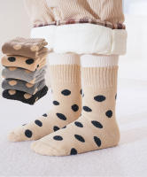 5 Pares De Calcetines Para Niñas Con Puntos Y Oso Terciopelo Cálidos Y Suaves Para Niños Y Niñas De 3 a 12 Años Calcetines De Tele Para Invierno - details 1