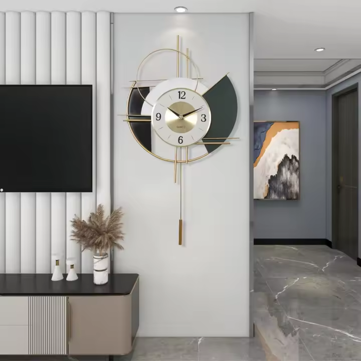 Reloj de pared Grande Moderno, Reloj industrial Europeo with números Romanos, Reloj de pared Silencioso de metal Redondo para Sala de estar, Cocina y dormitorio - 1