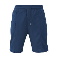 Traje Casual Para Hombre Verano European Y American Con Camisa De Encaje Sólido Y Pantalones Cortos Estilo Libre Con Cuello Redondo - details 9