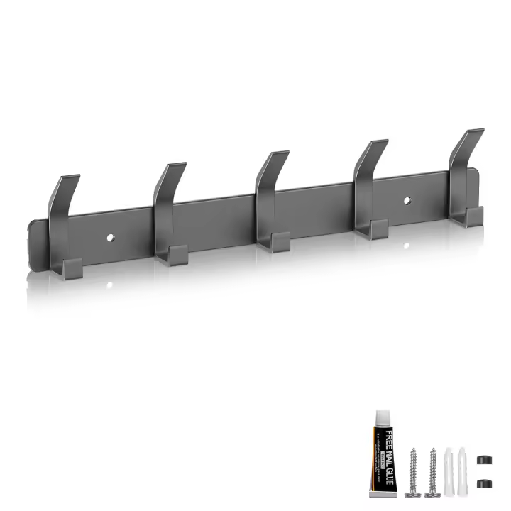Perchero de Abrigos de Pared de Hierro Lacizado Moderno Resistente al Óxido, Estilo de 5 Ganchos para Baño o Entrada - 1