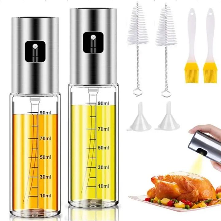 Cooking Oil Sprayer, 2 Pack (90ml), Upgraded Olive Oil Spray Bottle, Sprayer, Refillable, with Scale, Air Fryer Accessories, for Kitchen - 1