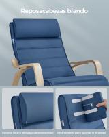 Mecedora acolchada ajustable con reposapiés, patas de ángulo 5 grados, carga 150 kg, disponible en amarillo, azul, beige, gris claro, gris oscuro y negro - details 10