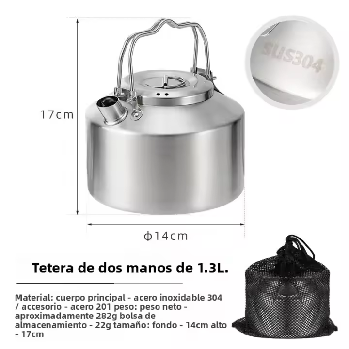 Kettle De Camping NOBANA &CLS De 1.5L/1.3L Capacidad Grande Acero Inoxidable 304 Portátil Para Picnic Y Café Autónomo - 1