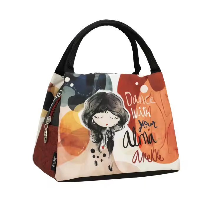 Merendera Anekke Alma - Tamaño pequeño - Bolsa porta alimentos o nevera - Cierre de cremallera - Dos asas cortas de mano - Interior de aluminio - Ref. 40474-101 - Mide 23 x 19 x 16 cm - 1