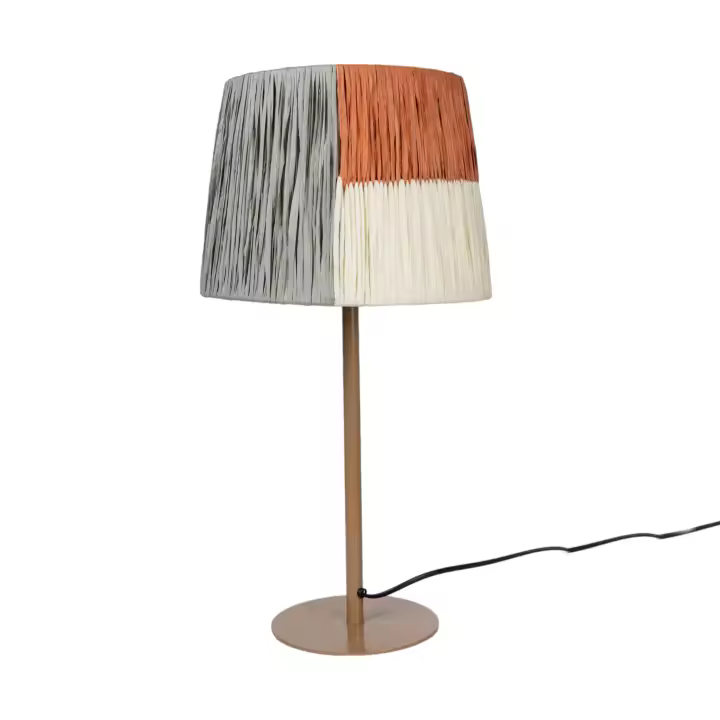 LAMPARA BASE METAL BEIGE PANTALLA COLORES CUERDA HM1135 FIJALO - 1