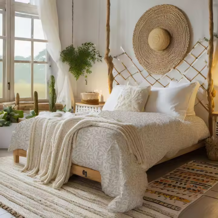SANSY - COLCHA JACQUARD VERA NATURAL PARA CAMA DE 150 INARRUGABLE FABRICADO EN ESPAÑA - 1