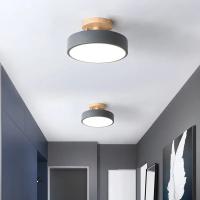Lámpara De Techo Industrial Nórdica Para Entrada Sala De Estar Comedor Dormitorio Estudio Baño Luz Redonda De Madera Moderna - details 18