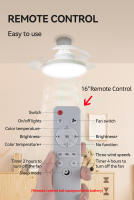 Lámpara De Techo LED Con Ventilador Oculto E27 Para Sala De Estar Cocina Garaje Con Control Remoto Y Blades Retráctiles Fuente De Alimentación DC - details 5