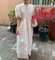 Vestido Largo Elegante Blanca Para Mujer Verano Casual Cuello Redondo Manga Flotante Puntos Vestido Suave Chiffon Sin Aros - details 8