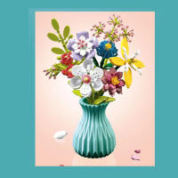 Bloques De Construcción De Bouquet De Flores Eterna Rosa Y Girasol Modelo De Planta Con Vaso Juguete DIY Para Niños Regalos Creativos Decoraciones De Escritorio - details 14