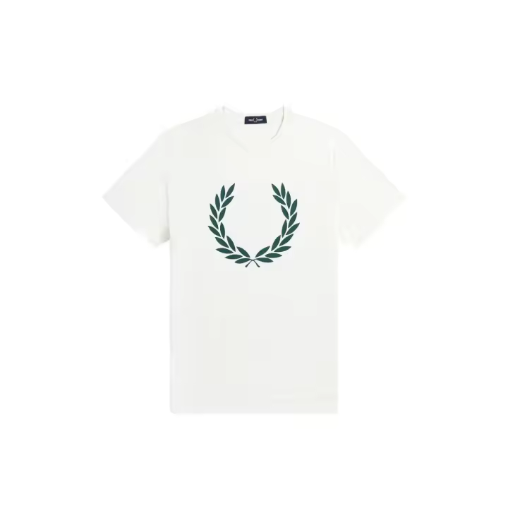 Fred Perry Laurel Wreath Print T-Shirt White Green M4725303 - 1