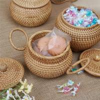 Cesta de Almacenamiento de Ratán Redonda con Tapa para Pan y Snacks de Frutas Estante de Mesa Organizador de Hogar - details 2
