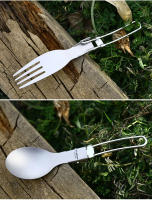 Tiartisan Cuchillo De Titanio Plegable Con Cuchara Y Fork Ligero Portátil Para Exteriores Camping Cutlería Antideslizante Para Viajes Y BBQ - details 7