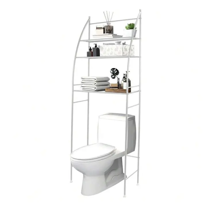 HOGUITA-Estantería de Almacenamiento para Lavadora,Estante sobre el Inodoro, Estantería para ahorrar espacio,organizador,Estantería sobre Lavadora,Estante de Meta de 3 niveles,Color Blanco y Negro 65 x 25 x 166 cm - 1