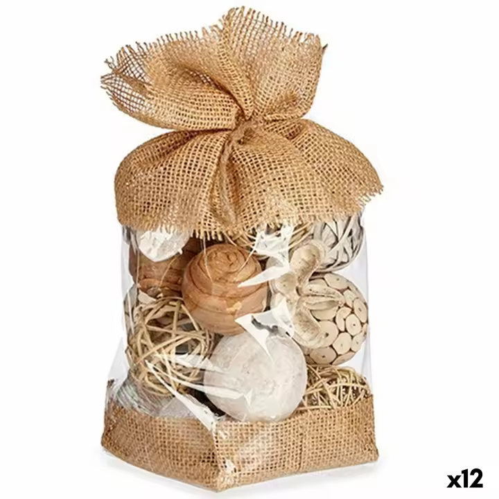 Bola Decorativa Blanco Marrón 13 x 29 x 13 cm (12 Unidades) - 1