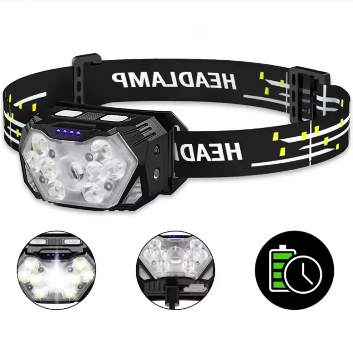 Lámpara Frontal LED Recargable USB Con Sensor De Movimiento 9 Lámparas De Ojo De Pez Resistente Al Agua Para Pesca Y Camping - 1