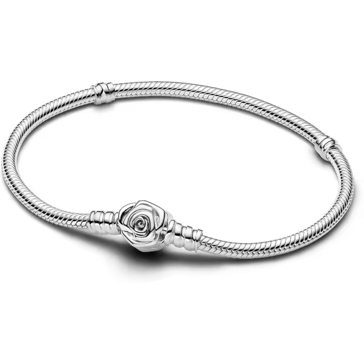 Pandora Momentos Pulsera de Plata de Ley with Cadena de serpiente con Cierres en Forma De Rosa (Se recomienda medir la circunferencia de su muñeca y elegir La Talla según la tabla de Tallas) - 1