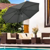 Outsunny Sombrilla de Jardín Ø264x253 cm con Protección UV 50+ Parasol de Aluminio Inclinable con Manivela para Terraza Balcón Exterior Gris - details 1