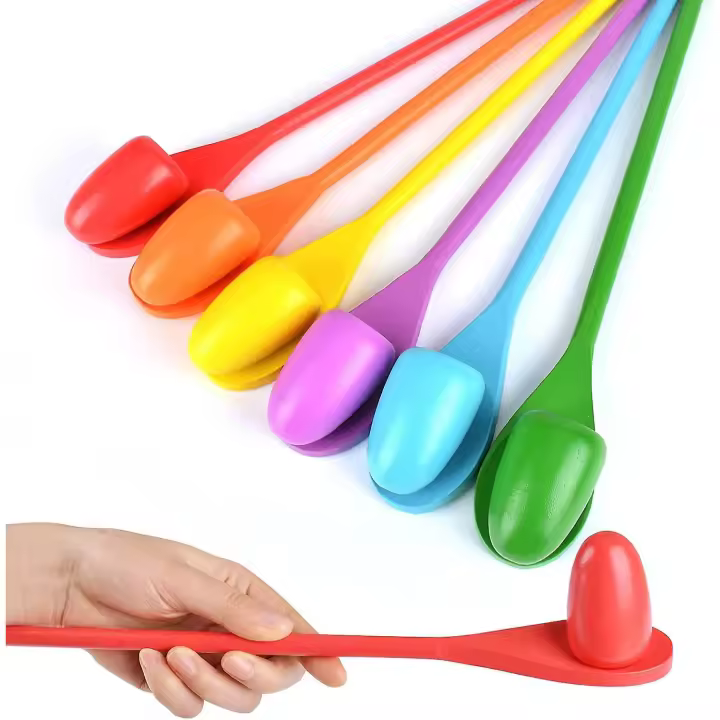 12pcs Easter Egg And Spoon Race Game Sets With Wooden Spoons,six Assorted Colors Indoor&outdoor Balance Games Lawn Relay Game Kids Adults Classroom Pr - 1