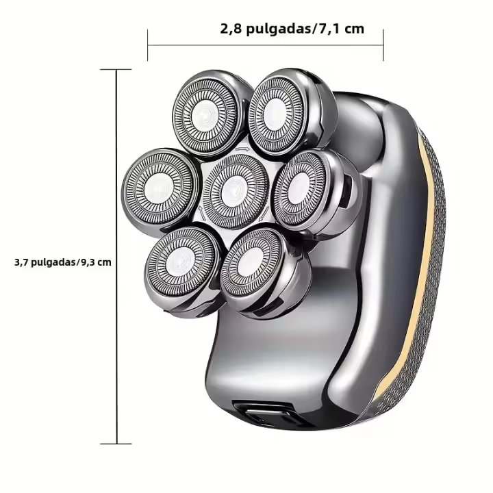 Afeitadora Eléctrica Para Hombres 7 Cuchillas Recargable Impermeable Máquina De Afeitar Barba Y Cabeza Con Dispositivo De Afeitar Facilidad - 1