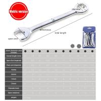Llave De Combinación Mini 10 Pcs 4-11mm Metrícula / Imperial Acero Doble Engranaje Herramienta De Reparación Para El Hogar - details 2